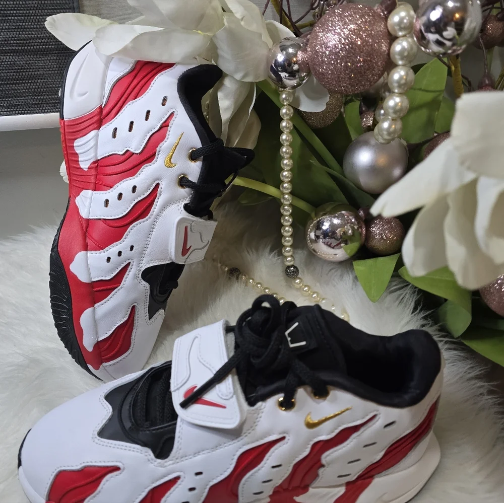 Nike LeBron Prime 96 White Fire Red Metallic Gold Mens Shoes Szie8 New